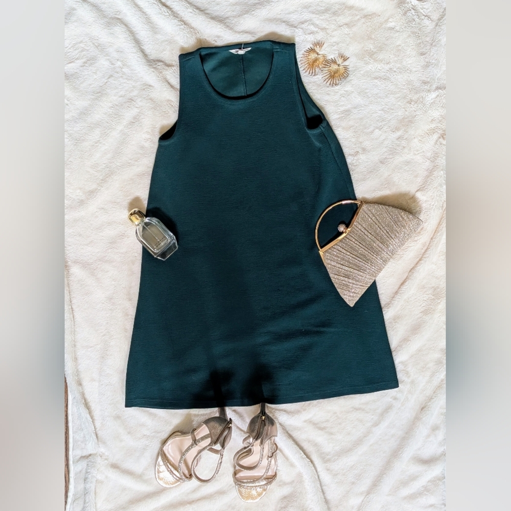 Madewell XXS Emerald Green Sleeveless A-Line Mini Dress | Classic Fit